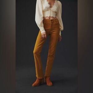 MOTHER High Waisted Rascal Ankle Step Fray Jeans in Golden Brown Size 28